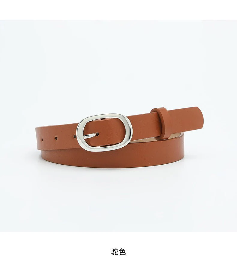 New style women's belt oval silver buckle versatile simple solid color decoration chic style jeans casual pants belt women - Image 19