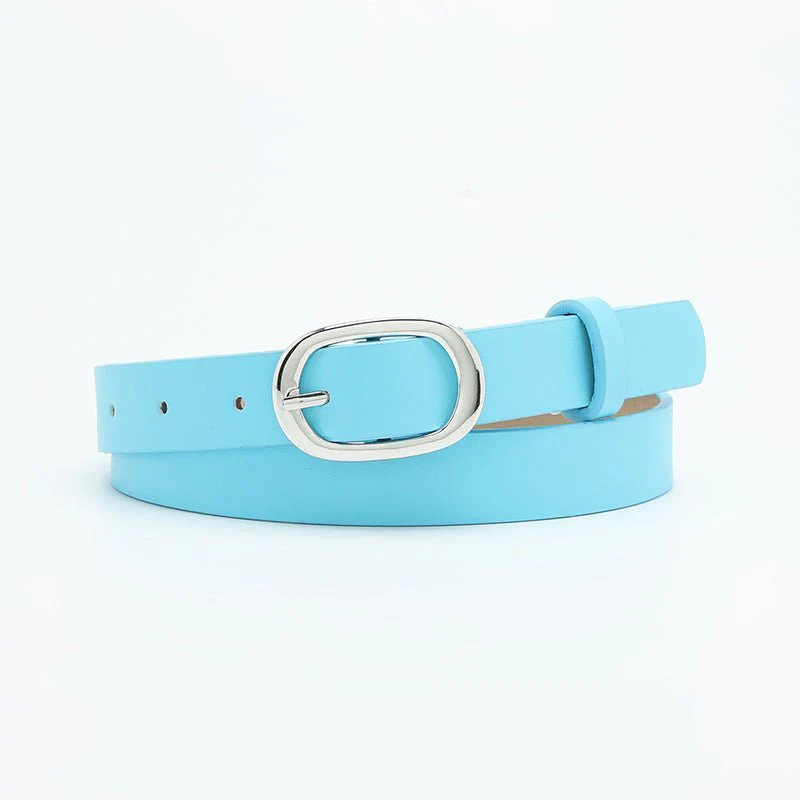 New style women's belt oval silver buckle versatile simple solid color decoration chic style jeans casual pants belt women - Image 6