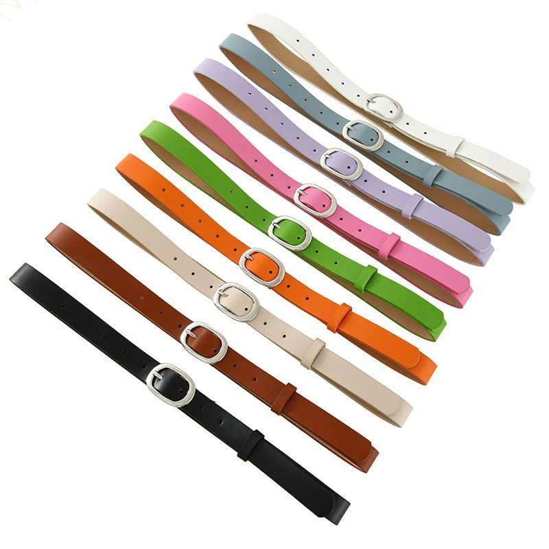 New style women's belt oval silver buckle versatile simple solid color decoration chic style jeans casual pants belt women - Image 9