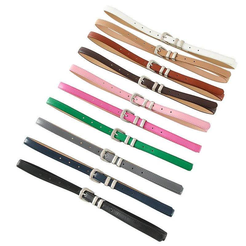 New summer fashion personality candy color silver buckle dopamine silver INS style decoration ladies belt dress leather - Image 12