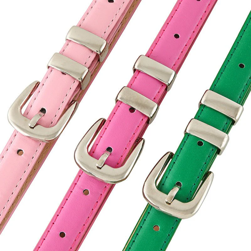 New summer fashion personality candy color silver buckle dopamine silver INS style decoration ladies belt dress leather - Image 13