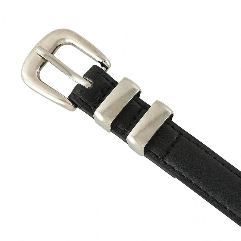 New summer fashion personality candy color silver buckle dopamine silver INS style decoration ladies belt dress leather - Image 14