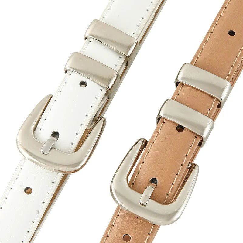 New summer fashion personality candy color silver buckle dopamine silver INS style decoration ladies belt dress leather - Image 15