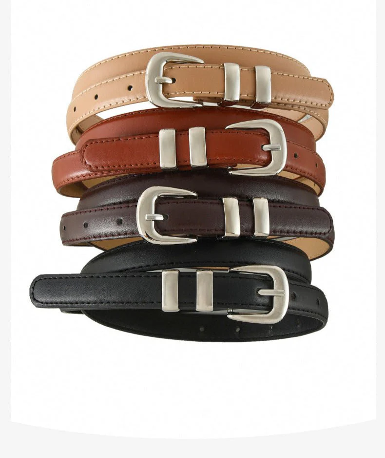 New summer fashion personality candy color silver buckle dopamine silver INS style decoration ladies belt dress leather - Image 16