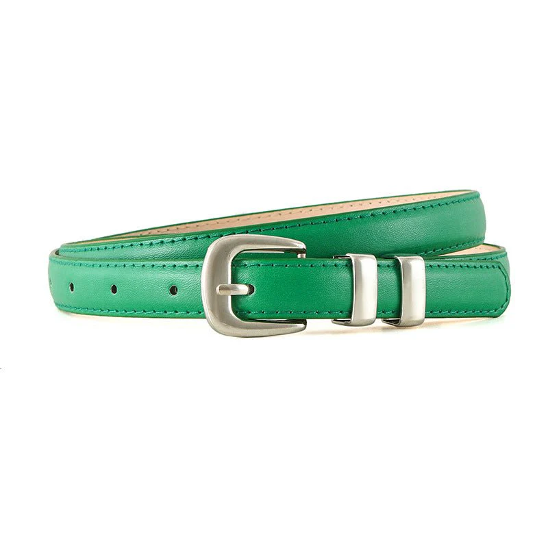 New summer fashion personality candy color silver buckle dopamine silver INS style decoration ladies belt dress leather - Image 4