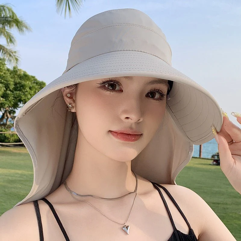 New summer shawl sun hat adjustable simple sun protection neck protection integrated empty top hat outdoor travel sun hat - Image 10