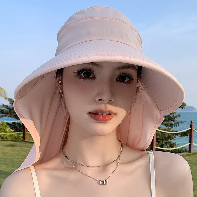 New summer shawl sun hat adjustable simple sun protection neck protection integrated empty top hat outdoor travel sun hat - Image 15