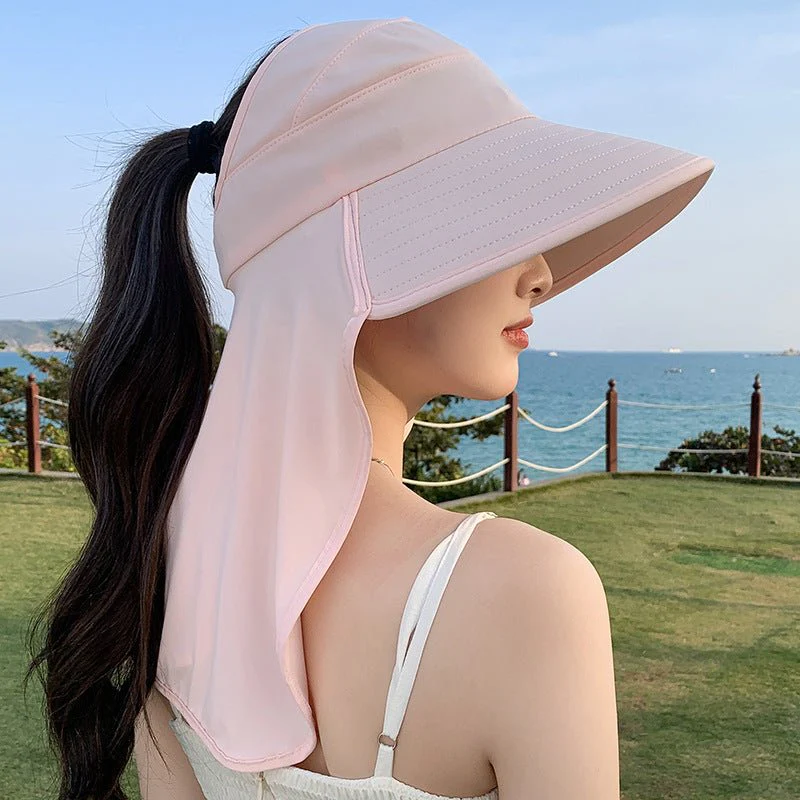 New summer shawl sun hat adjustable simple sun protection neck protection integrated empty top hat outdoor travel sun hat - Image 17