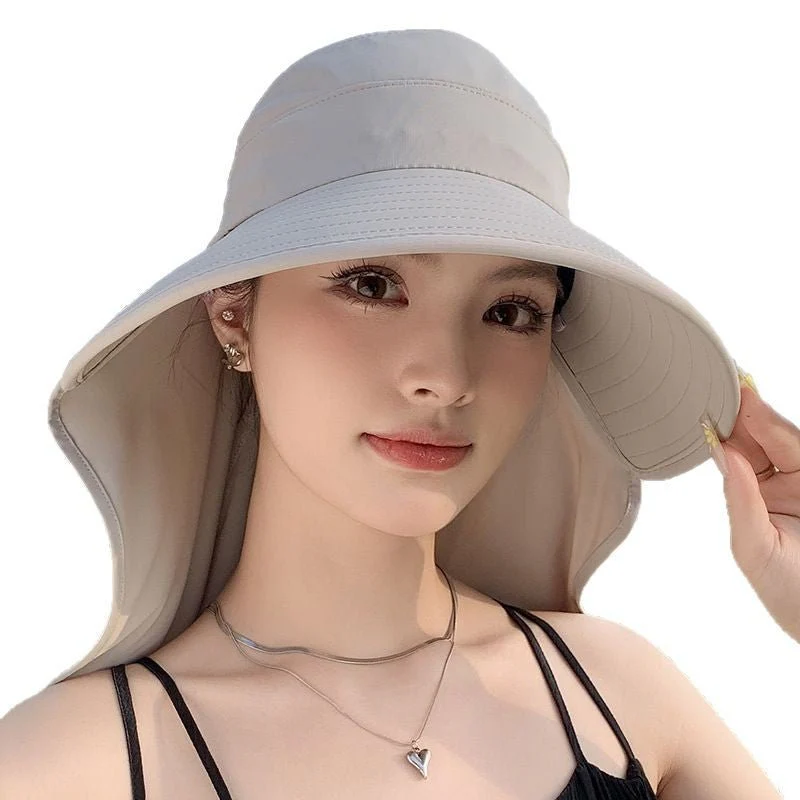 New summer shawl sun hat adjustable simple sun protection neck protection integrated empty top hat outdoor travel sun hat - Image 4