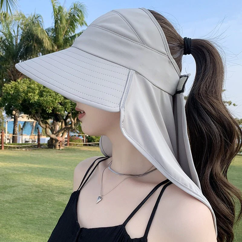 New summer shawl sun hat adjustable simple sun protection neck protection integrated empty top hat outdoor travel sun hat - Image 5