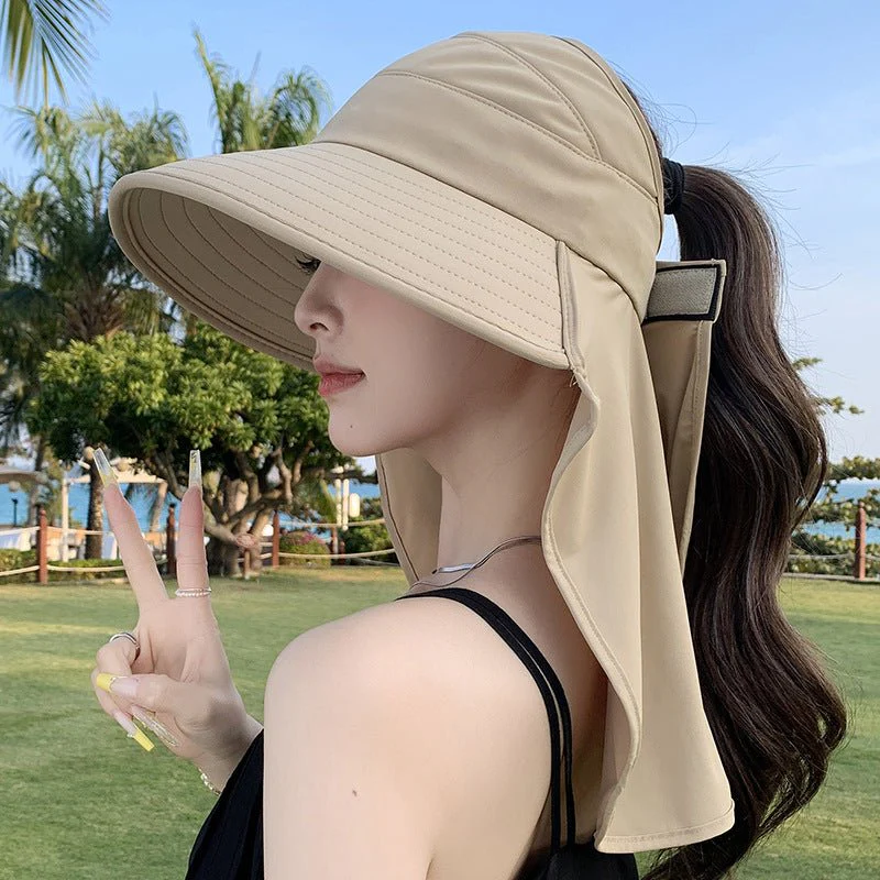 New summer shawl sun hat adjustable simple sun protection neck protection integrated empty top hat outdoor travel sun hat - Image 7