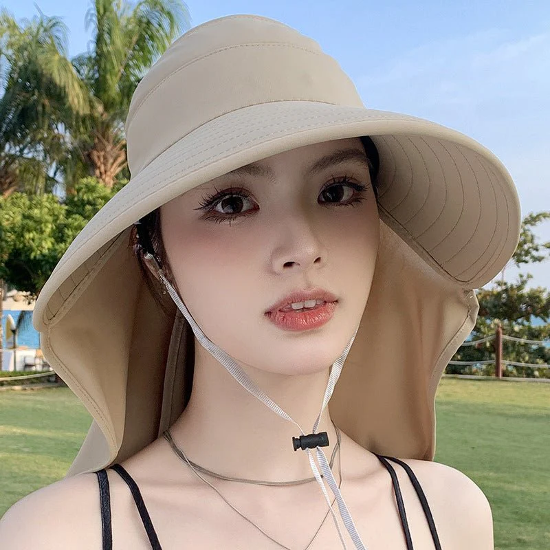 New summer shawl sun hat adjustable simple sun protection neck protection integrated empty top hat outdoor travel sun hat - Image 8