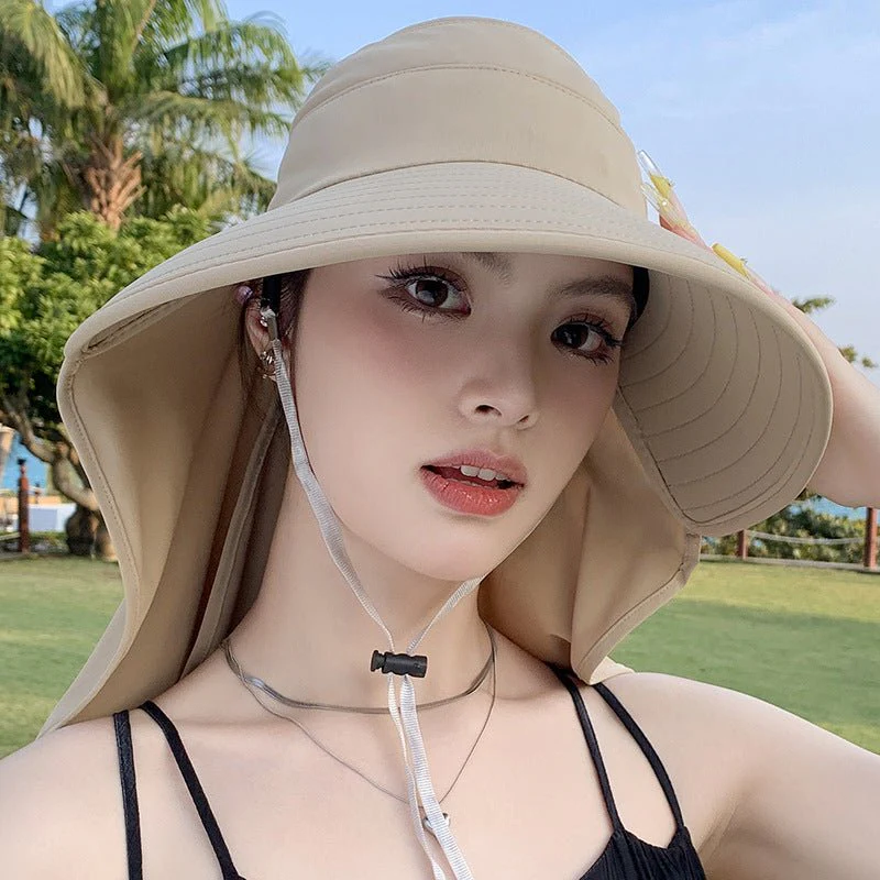 New summer shawl sun hat adjustable simple sun protection neck protection integrated empty top hat outdoor travel sun hat - Image 9