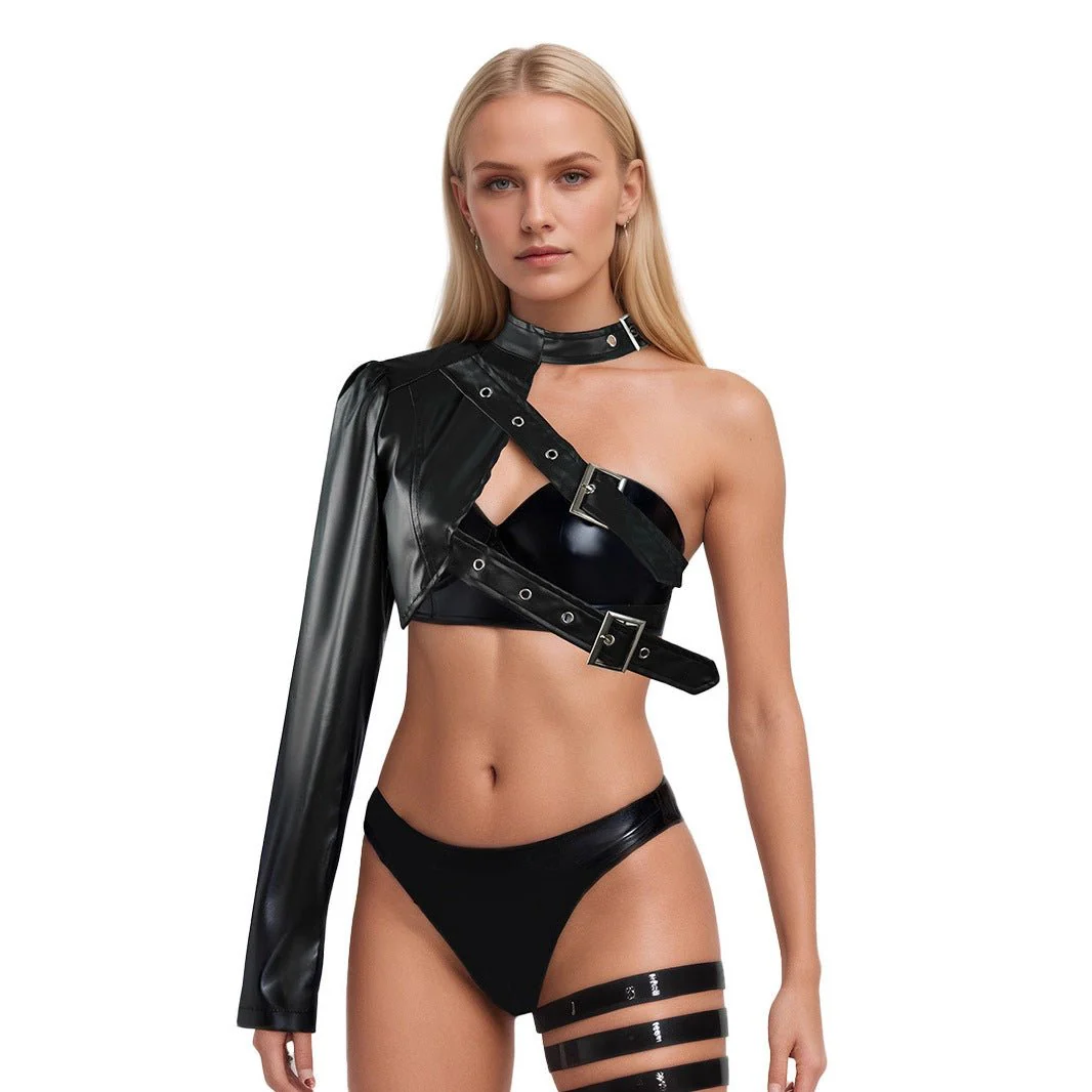 Night Rebel | Black PU Leather Punk Jacket Slim Fit - Image 5