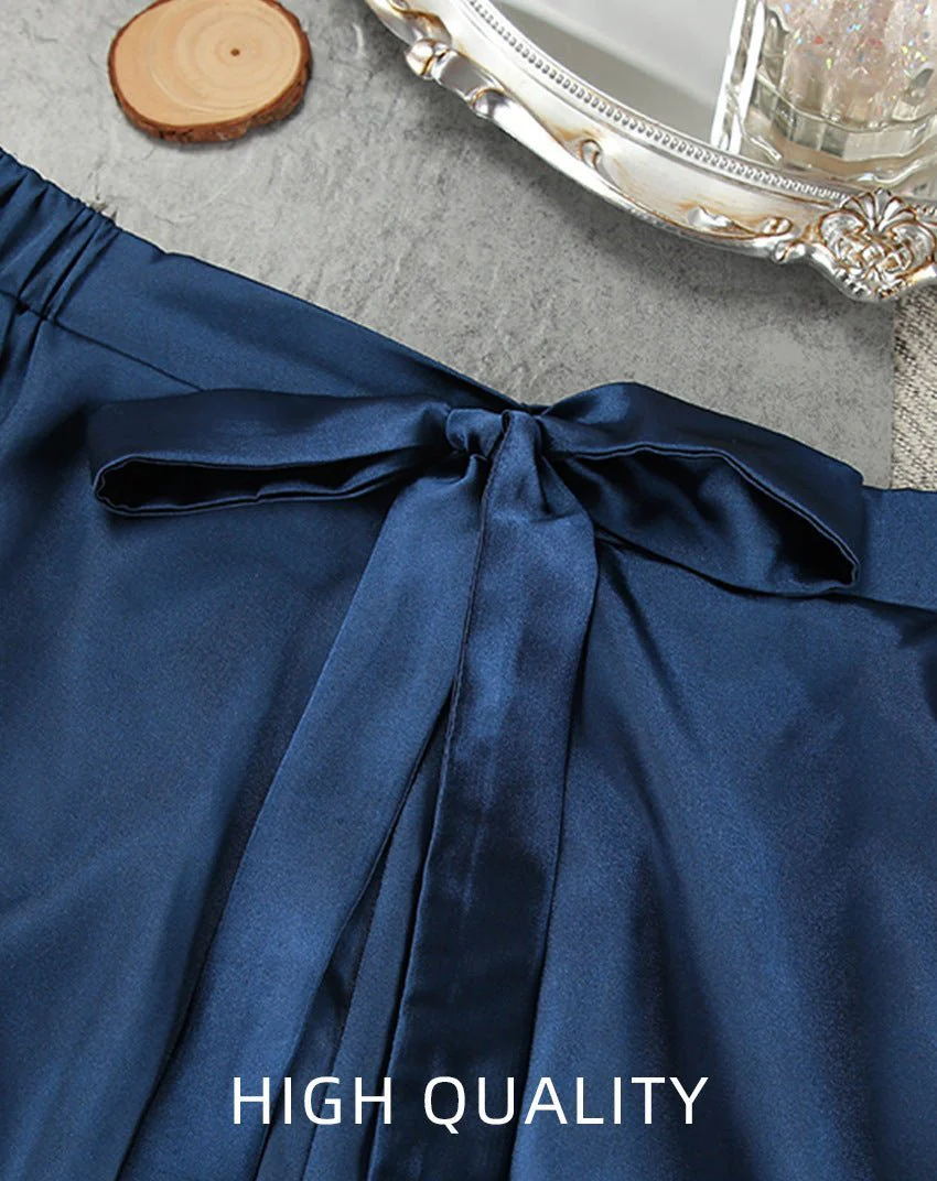 Nightgown three-piece set imitation with silk satin feather loungewear set FD - Image 11