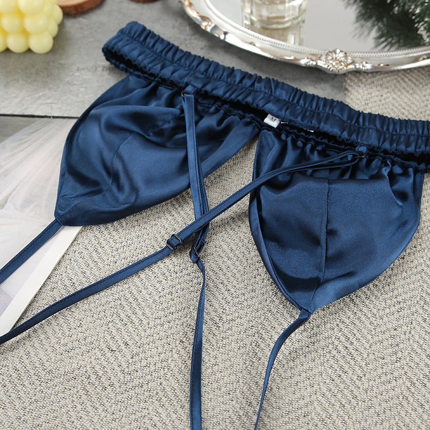 Nightgown three-piece set imitation with silk satin feather loungewear set FD - Image 22