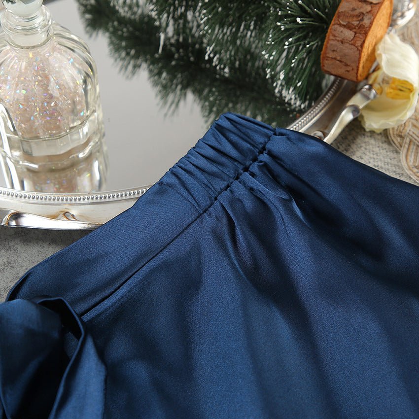 Nightgown three-piece set imitation with silk satin feather loungewear set FD - Image 30