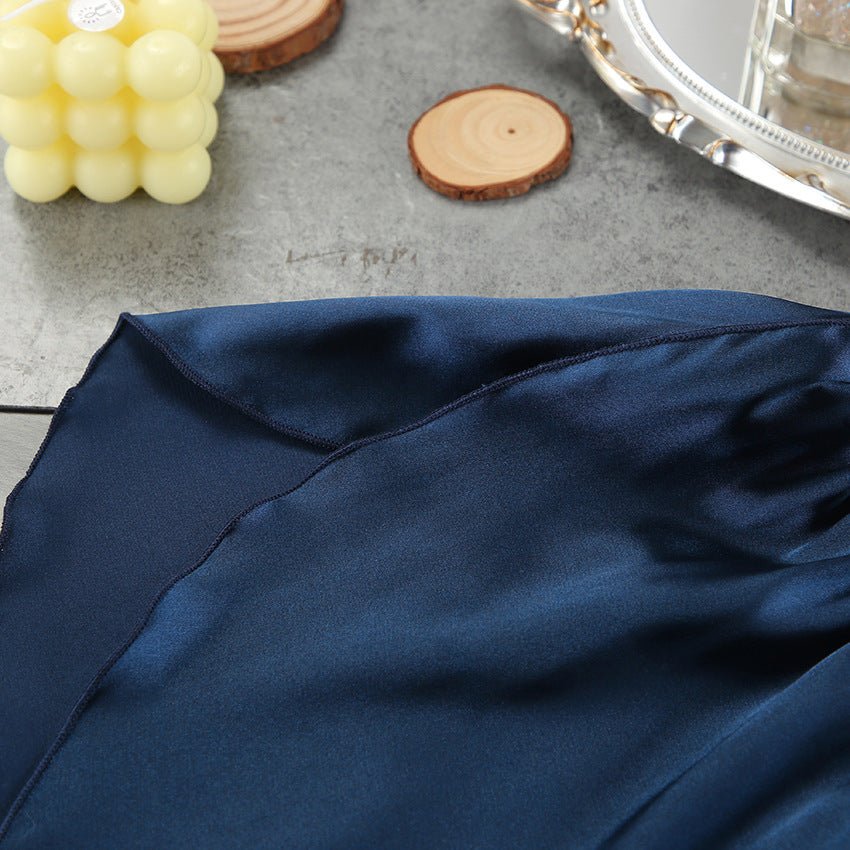 Nightgown three-piece set imitation with silk satin feather loungewear set FD - Image 31