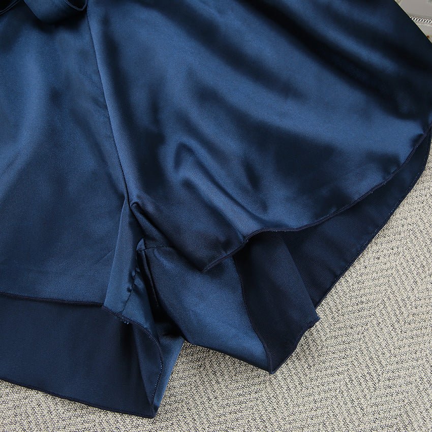 Nightgown three-piece set imitation with silk satin feather loungewear set FD - Image 32