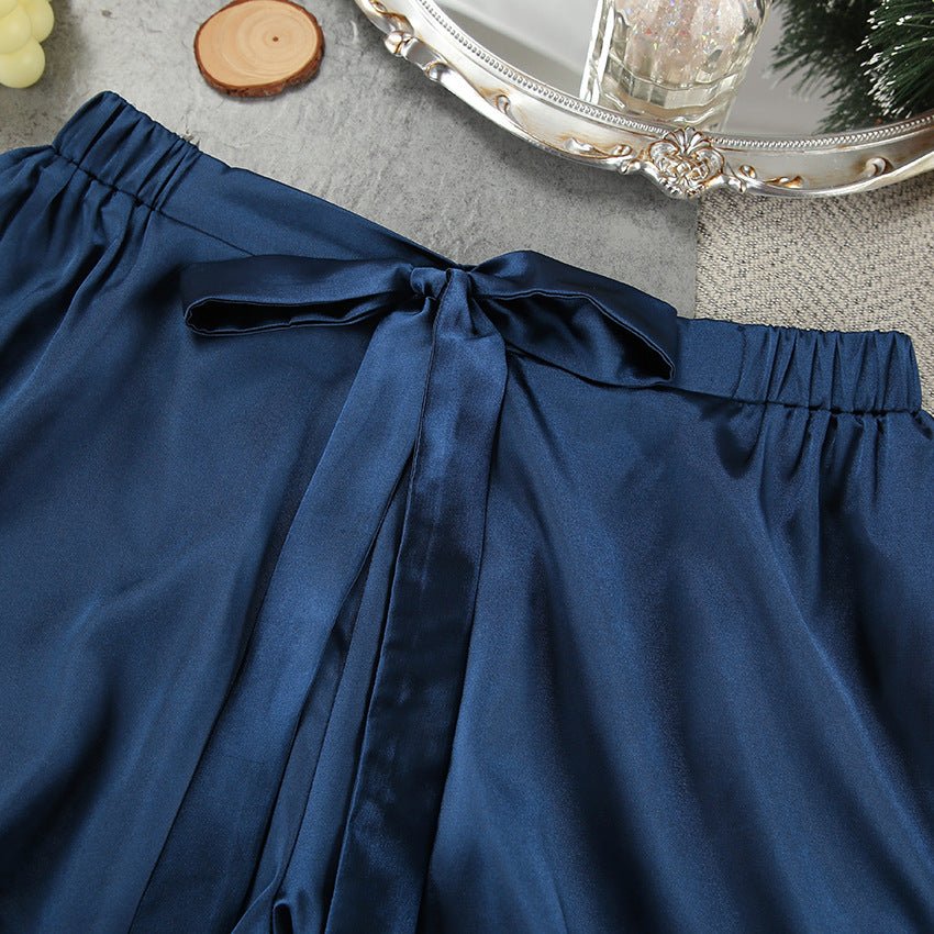 Nightgown three-piece set imitation with silk satin feather loungewear set FD - Image 33