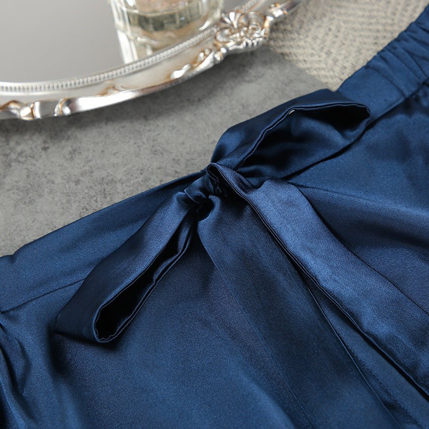 Nightgown three-piece set imitation with silk satin feather loungewear set FD - Image 5