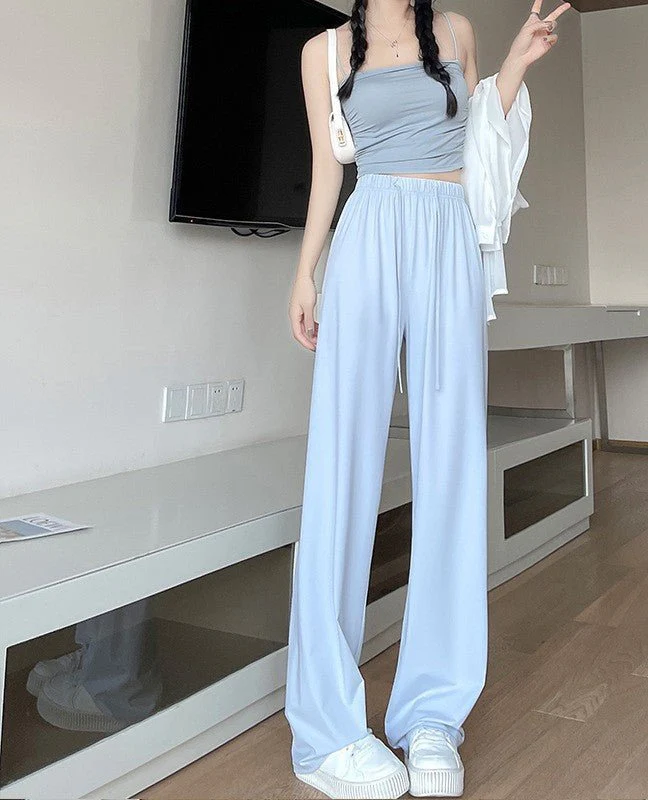 Nylon Ice Silk Sunscreen Pants – Thin Casual Straight Wide-Leg Women’s Pants - Image 7