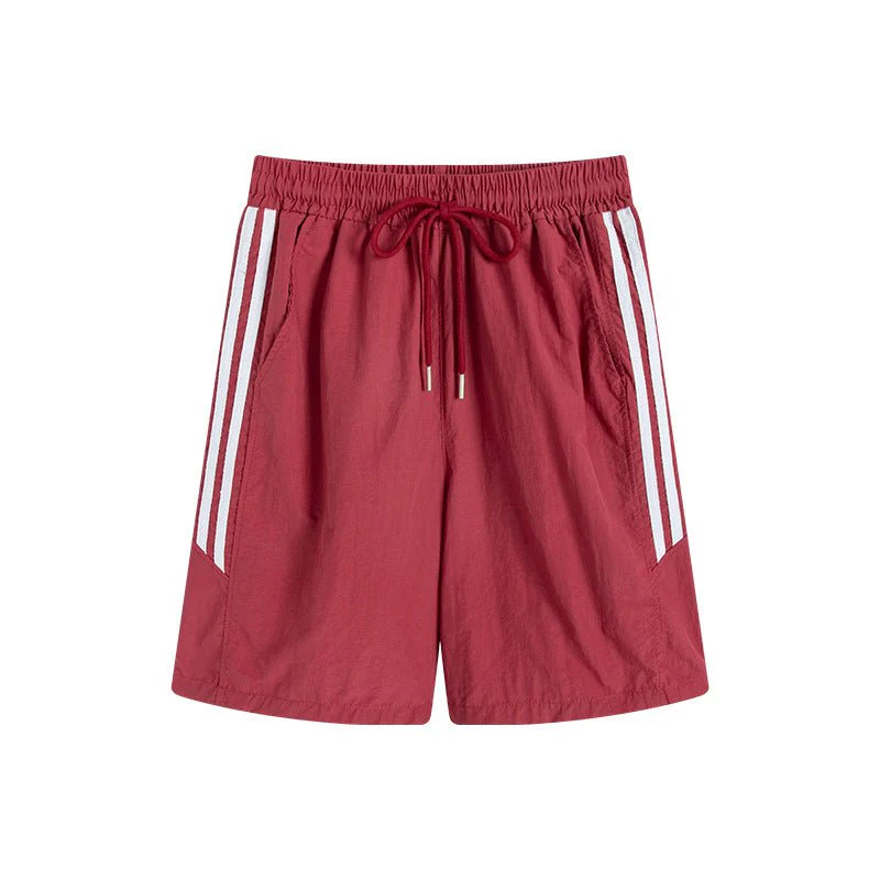 Nylon quick-drying sports shorts women's summer thin high-waisted casual wide-leg medium pants, thin outer striped five-point pants - Image 3
