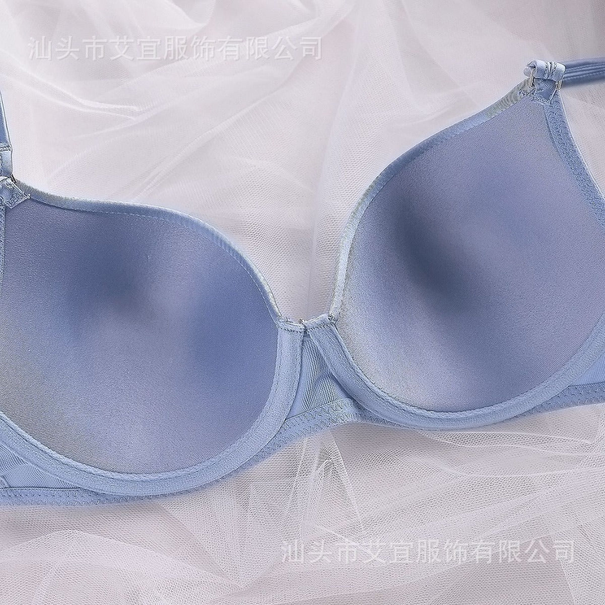 Ocean Whisper | Glossy Satin Sea Blue Bra Set - Image 4