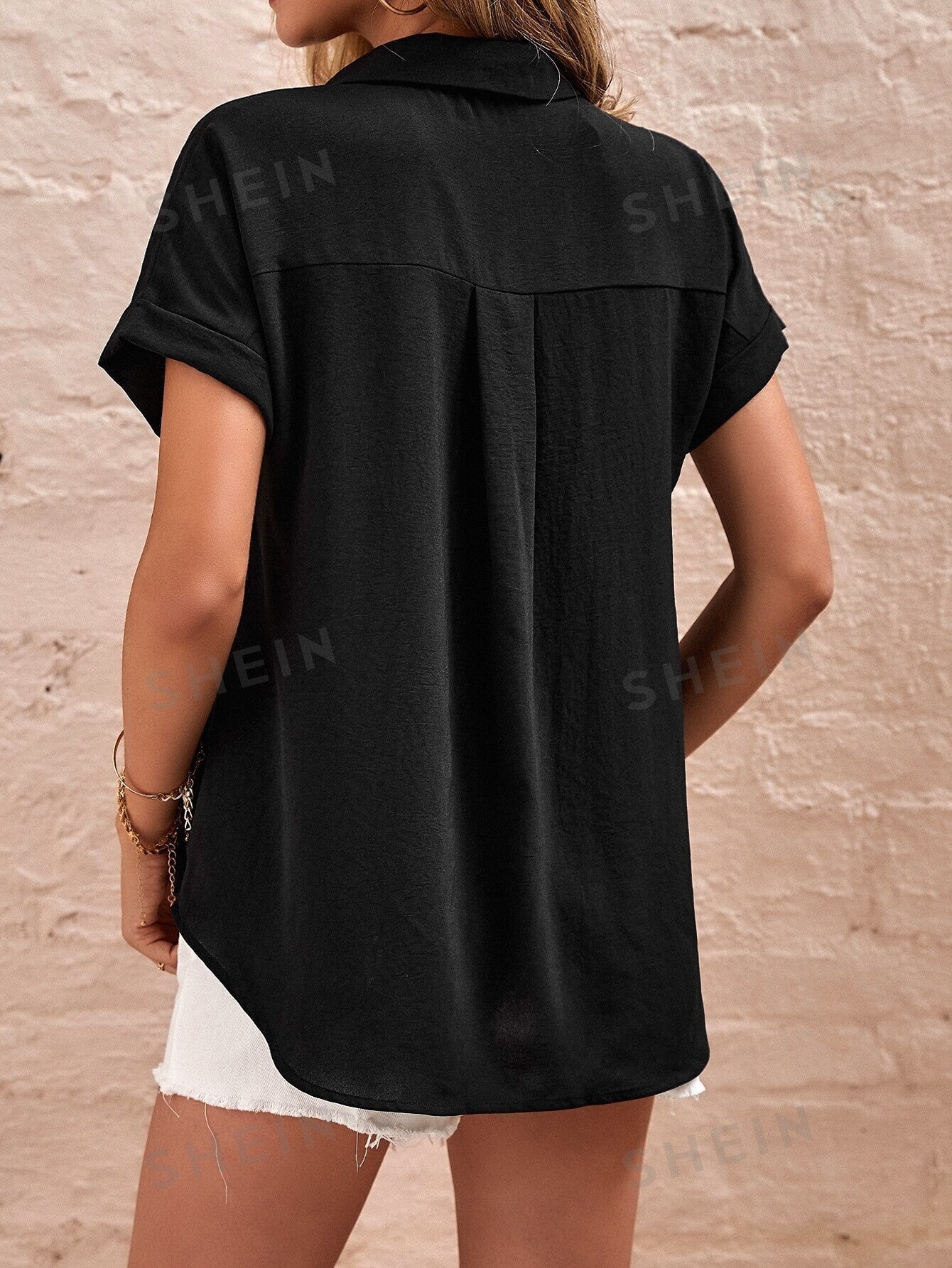 Patched Pocket Batwing Sleeve Shirt - Image 3