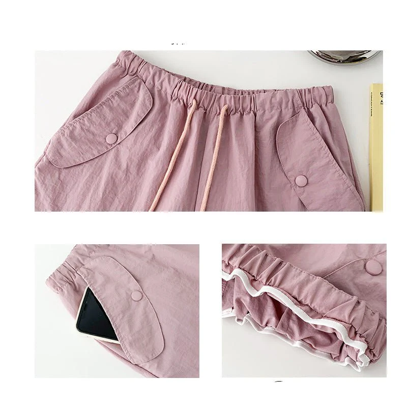 Pink overalls Spice girl pants women's spring new American straight casual wide-leg pants high-waisted quick-drying sweatpants - Image 4