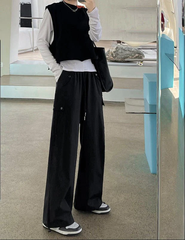 Pink overalls Spice girl pants women's spring new American straight casual wide-leg pants high-waisted quick-drying sweatpants - Image 9
