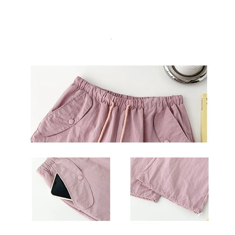 Pink overalls women's autumn new high-waisted wide-leg pants loose casual and thin Spice Girls quick-drying American sweatpants - Image 4