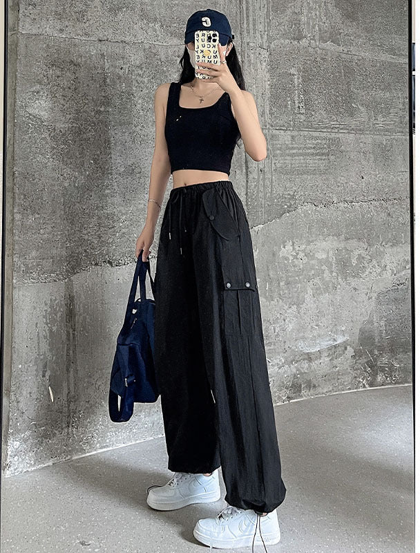 Pink overalls women's autumn new high-waisted wide-leg pants loose casual and thin Spice Girls quick-drying American sweatpants - Image 8