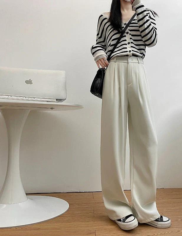 Pink suit pants drooping pants women's spring and autumn loose straight floor mopping pants casual women's clothing small wide-leg pants - Image 10