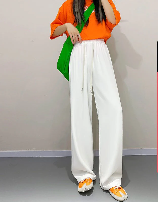 Pink wide-leg pants drooping pants women's summer casual high-waisted straight-leg pants small women's suit pants - Image 9
