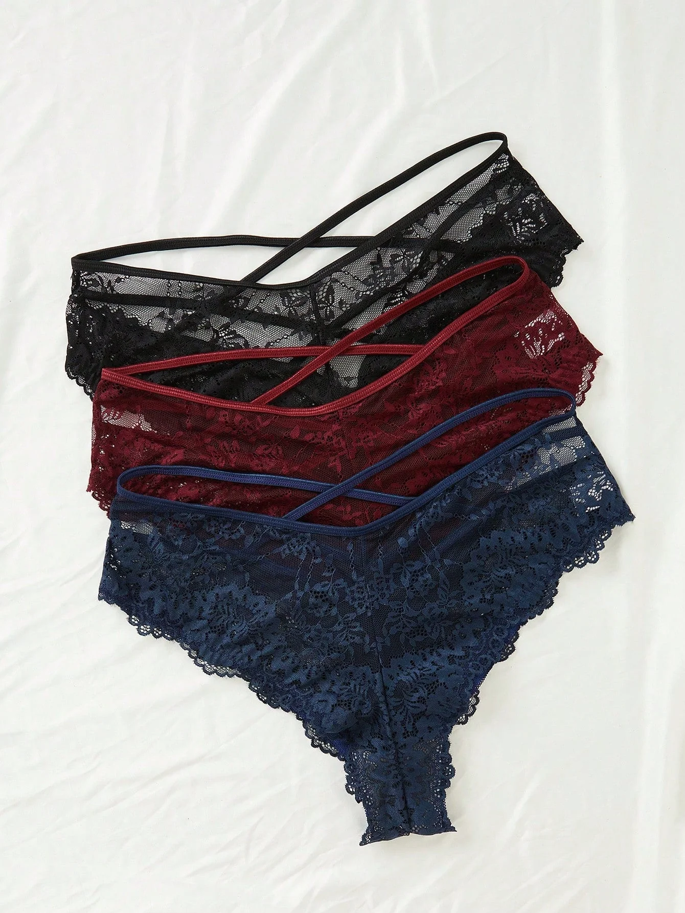 Plus 3packs Crisscross Lace Panties Lingerie - Image 2