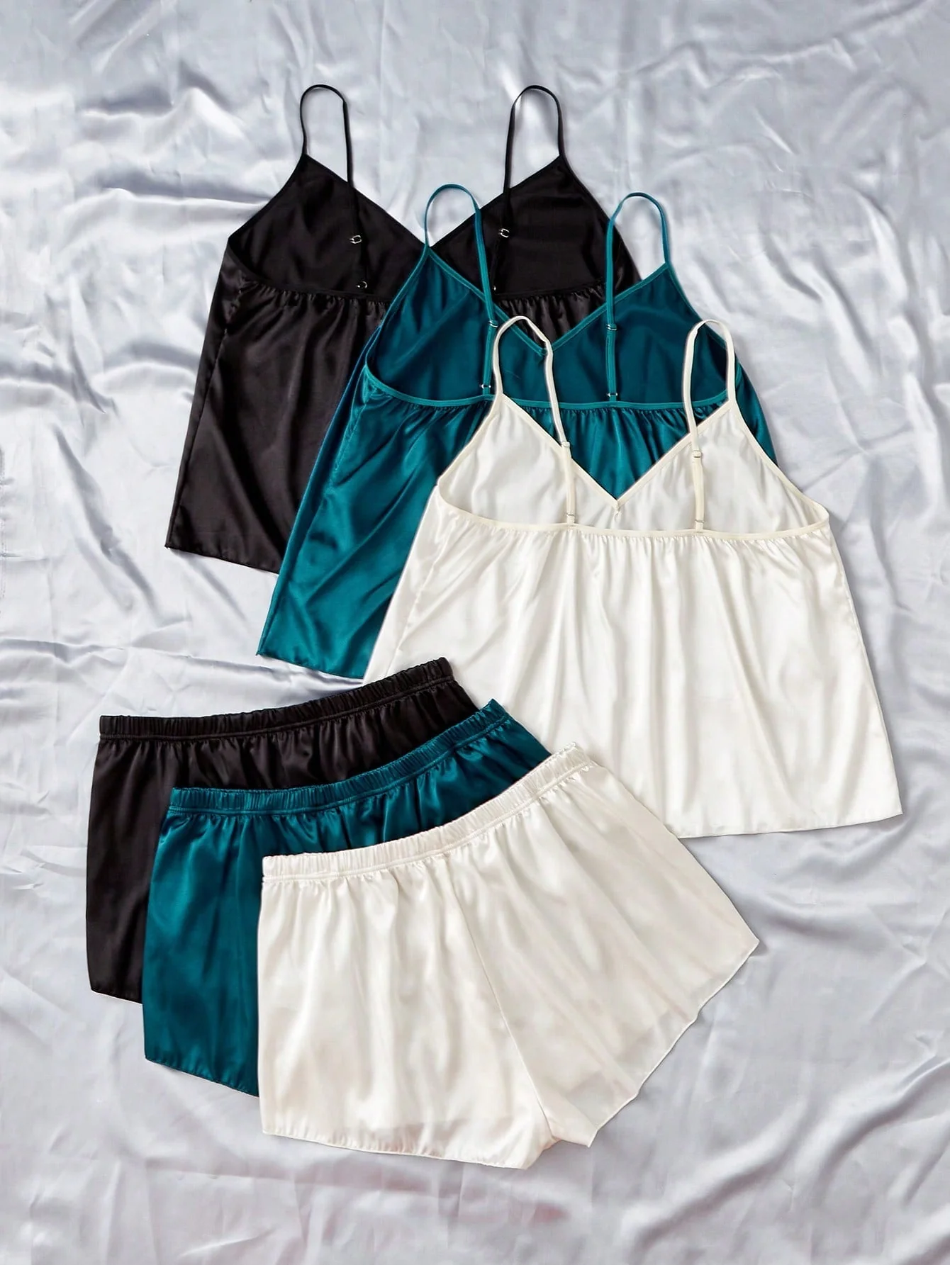 Plus 3pcs Solid Satin PJ Set / Pajama Set - Image 2