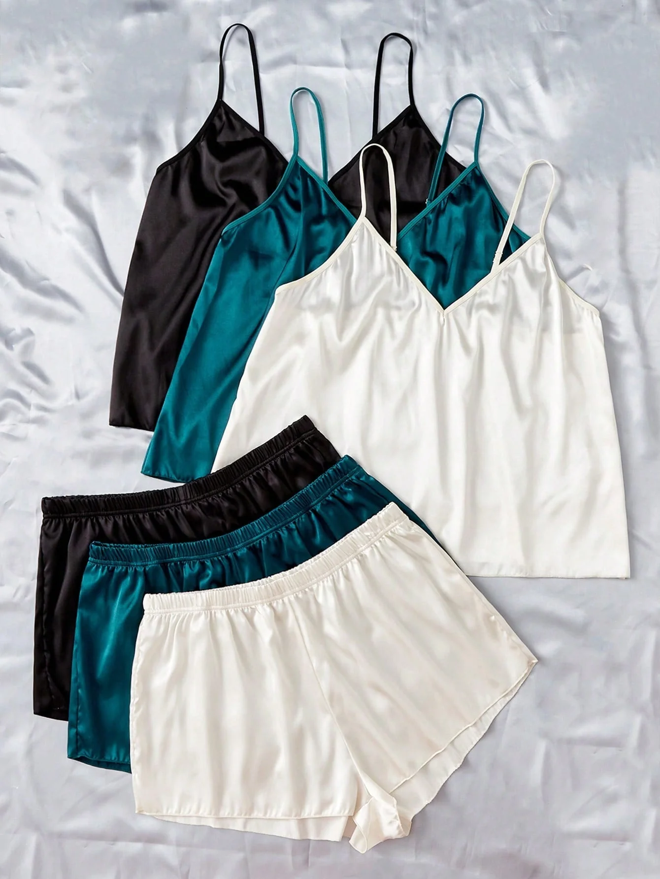 Plus 3pcs Solid Satin PJ Set / Pajama Set - Image 4