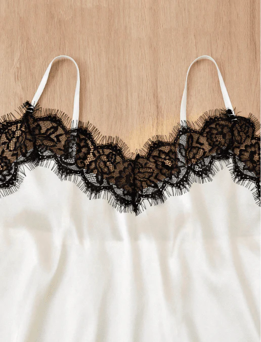 Plus Halloween Lace Trim Satin Cami Top & Shorts PJ Set / Pajama Set - Image 3