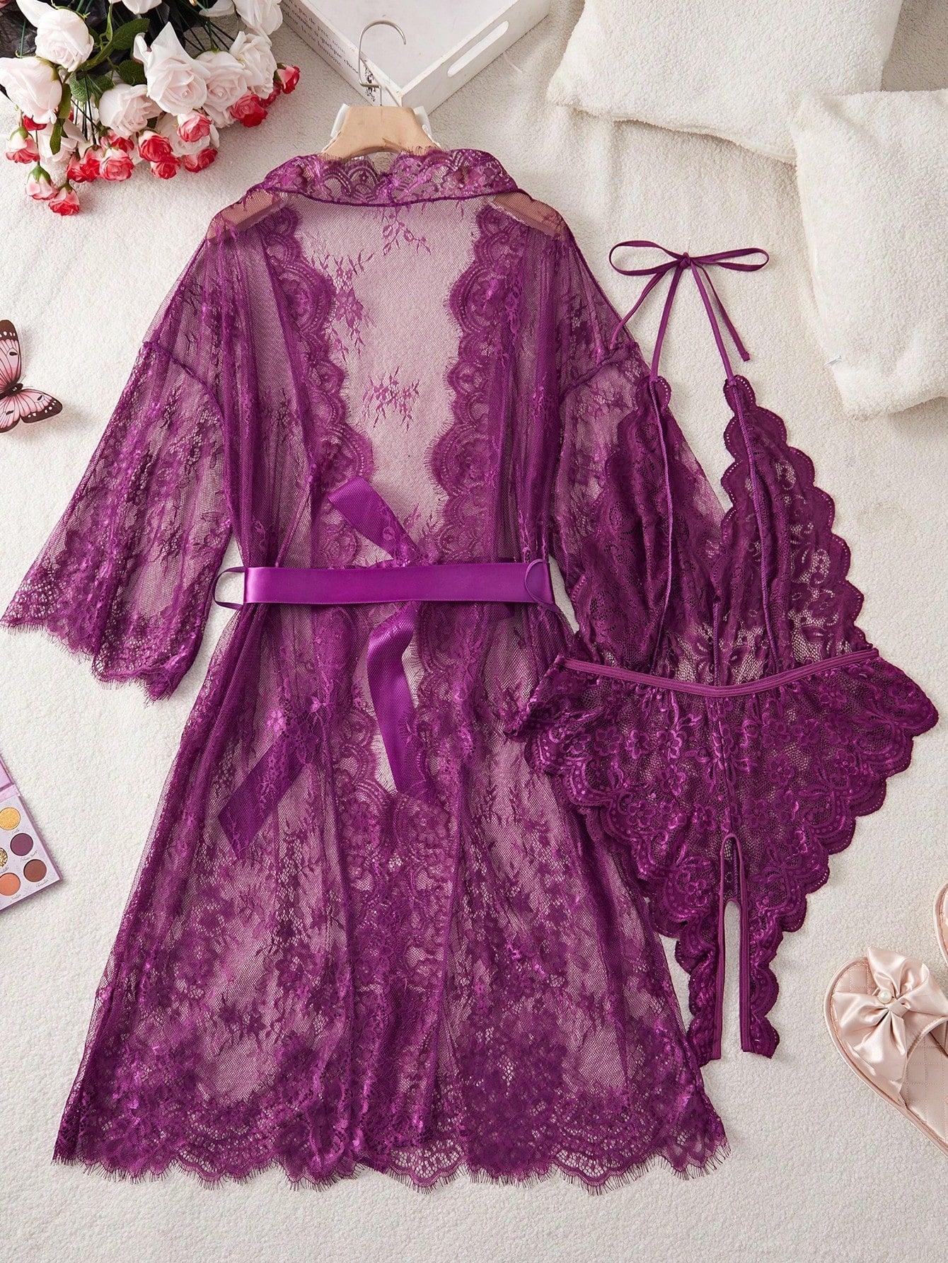 Plus Size Lace & Sexy Lingerie Bodysuit, Ideal Sleepwear Set - Image 3