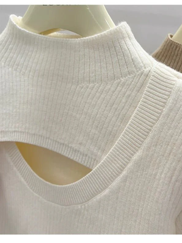 Plush one-piece hollow mock neck thermal top FD - Image 2