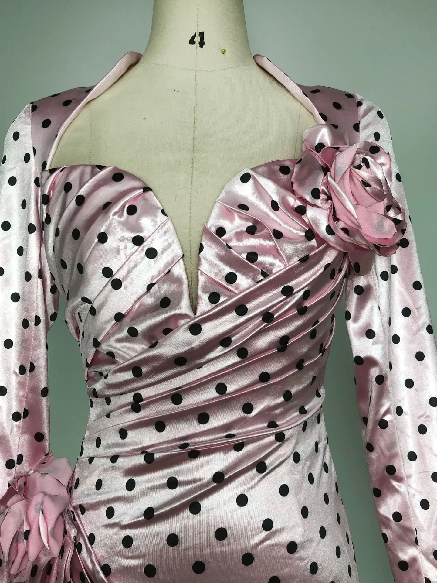 Polka Dot Promenade | Deep V-Neck 3D Floral Mini Dress - Image 11