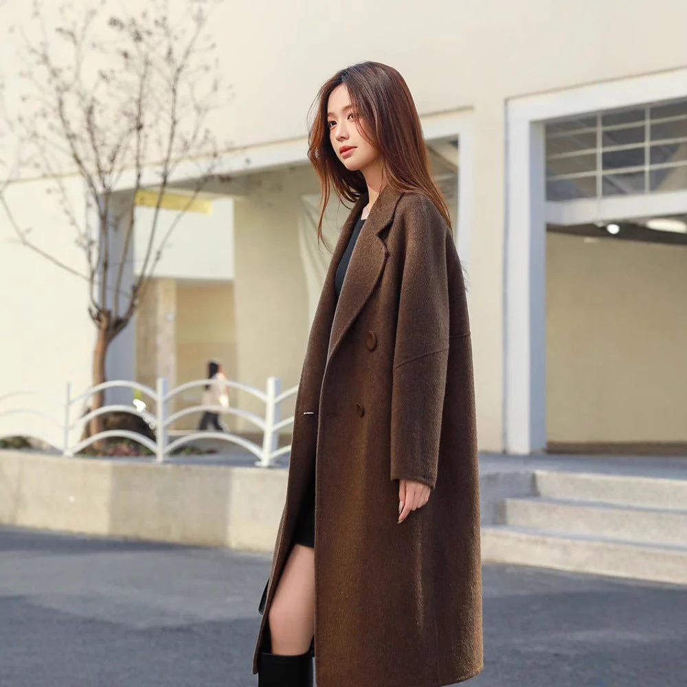Premium Double-sided wool coat women's medium and long 2025 autumn and winter new cocoon high-end woolen coat