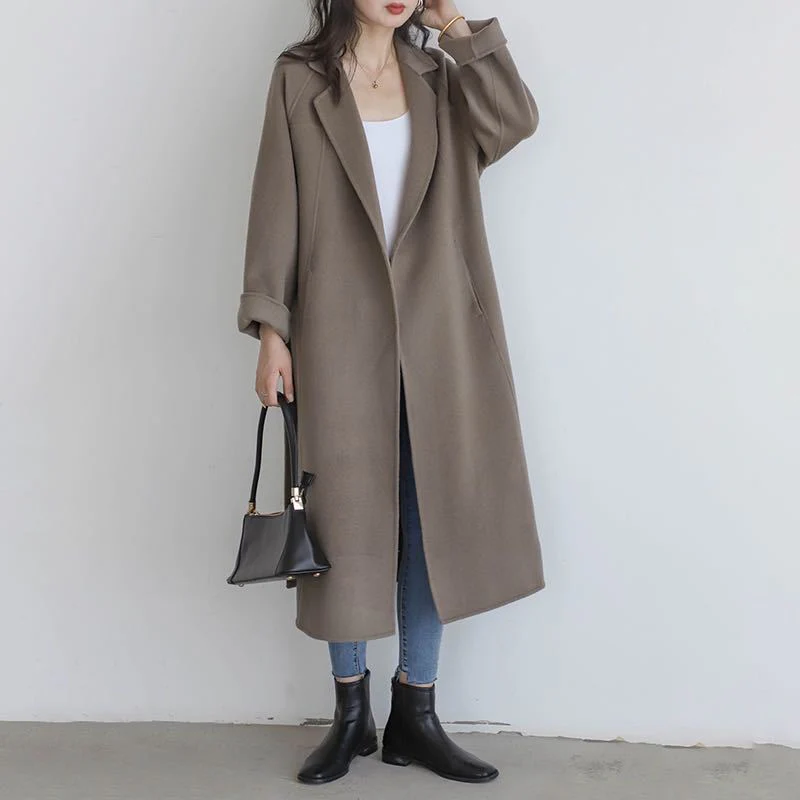 Premium Long Wool Coat – British Style Elegant Outerwear | Extra Long Warm Woolen Overcoat for Autumn Winter 2025 - Image 2