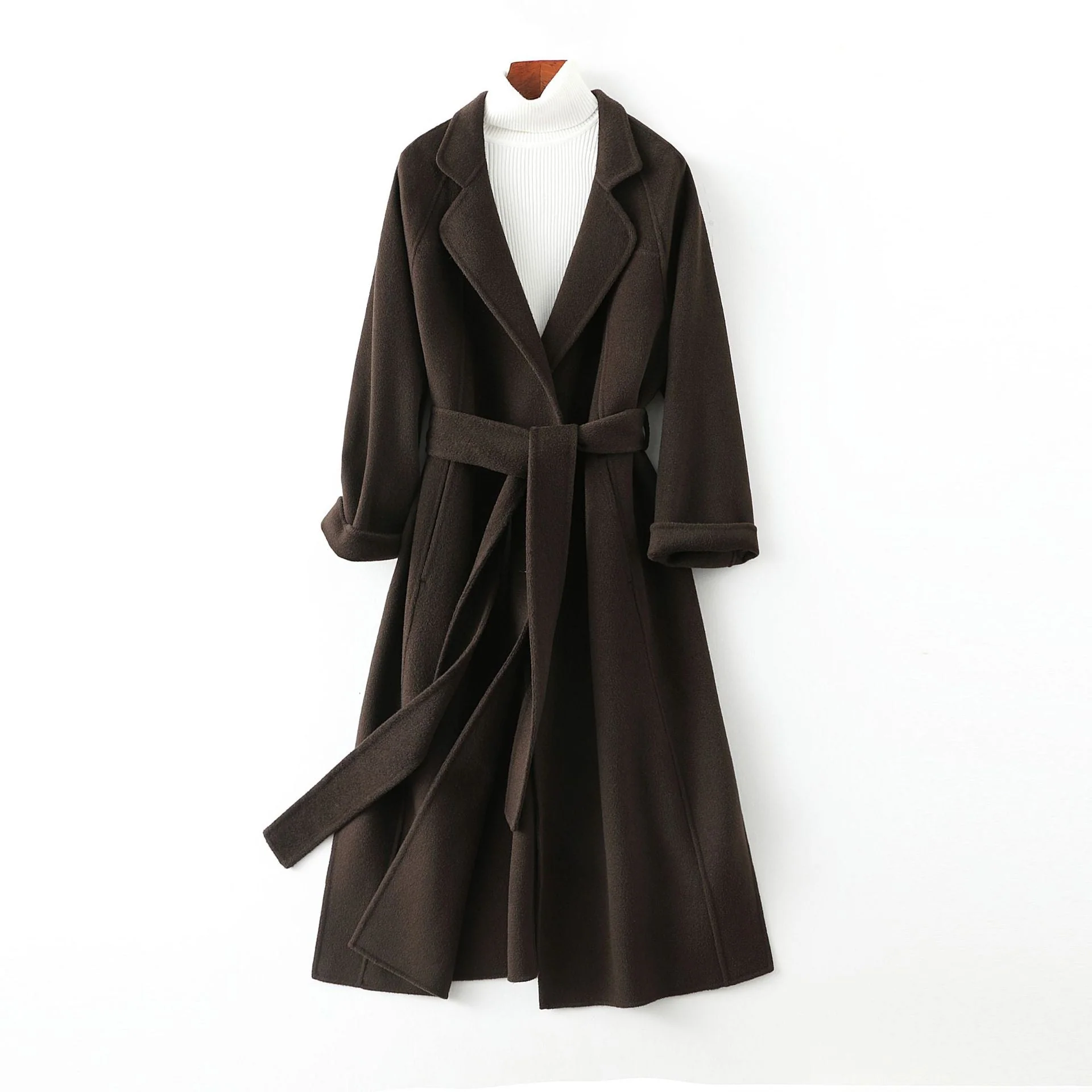 Premium Long Wool Coat – British Style Elegant Outerwear | Extra Long Warm Woolen Overcoat for Autumn Winter 2025 - Image 9