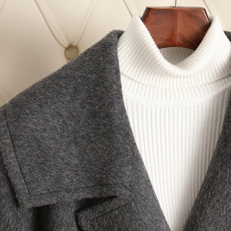 Premium Wool Belted Coat – Handcrafted Slim-Fit Turn-Down Collar Jacket | Autumn 2025 Elegant Commuter Style - Image 3