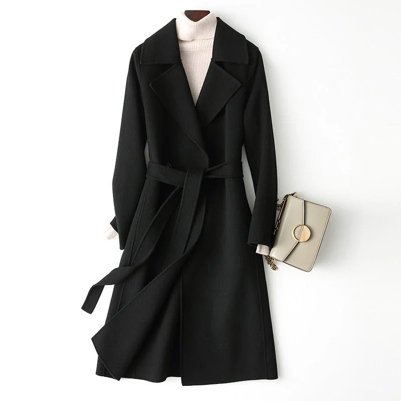 Premium Wool Long Coat – Double-Breasted Slim-Fit Wool Jacket | 2025 Elegant Commuter Style