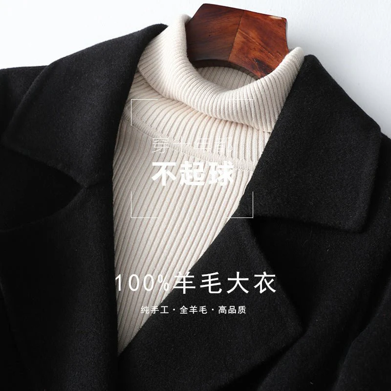 Premium Wool Long Coat – Double-Breasted Slim-Fit Wool Jacket | 2025 Elegant Commuter Style - Image 3