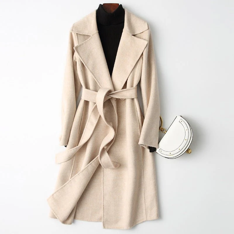Premium Wool Long Coat – Double-Breasted Slim-Fit Wool Jacket | 2025 Elegant Commuter Style - Image 8