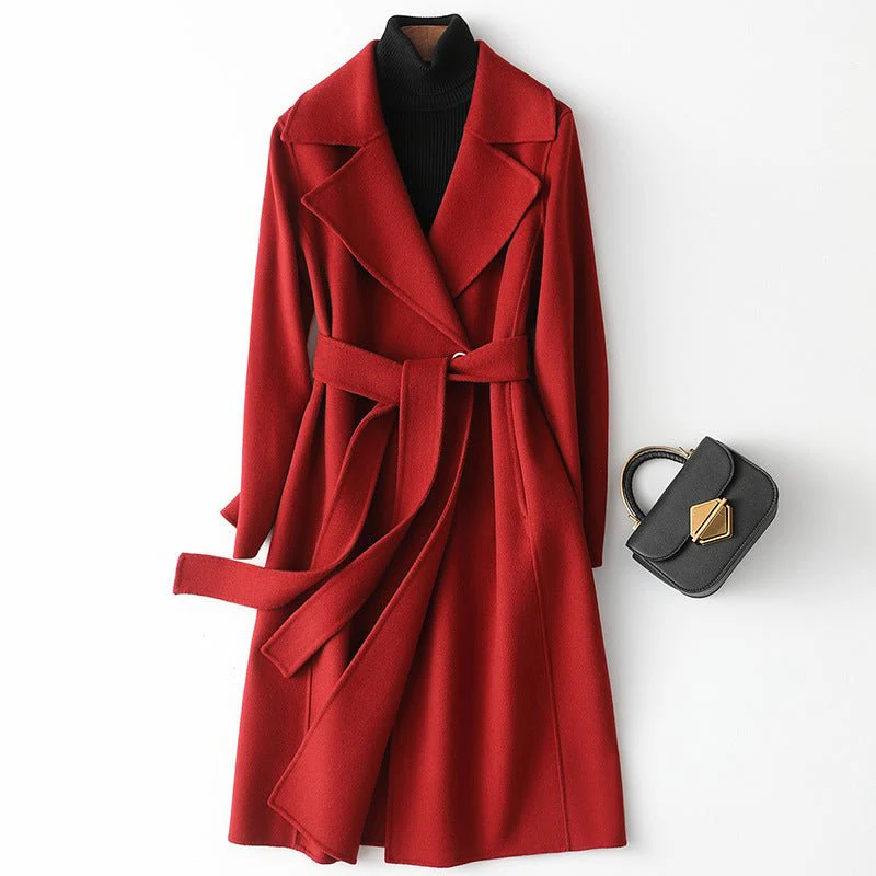 Premium Wool Long Coat – Double-Breasted Slim-Fit Wool Jacket | 2025 Elegant Commuter Style - Image 9